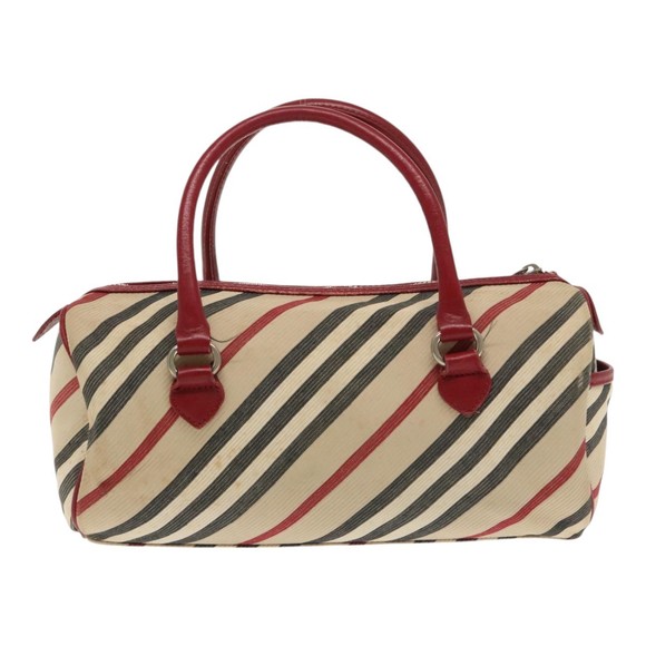 BURBERRY Nova Check Blue Label Hand Bag Beige Red Silver Auth ti2140 - Picture 2 of 16